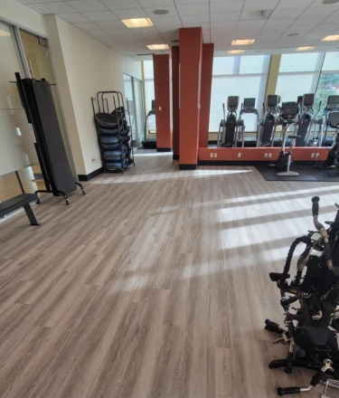 Commercial hardwood installation at a hotel. 